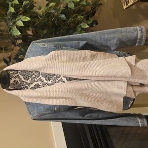 TRIBAL JEANS - Women's Denim Jacket (L) w/attached SCARF!!! Worn Once!
